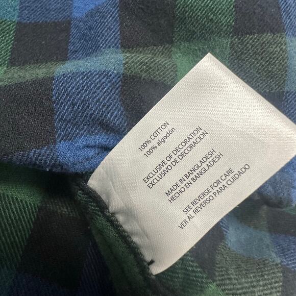 Eddie Bauer Flannel Shirt Black Green Mens L Gingham Check Button Up Autumn - Picture 6 of 10